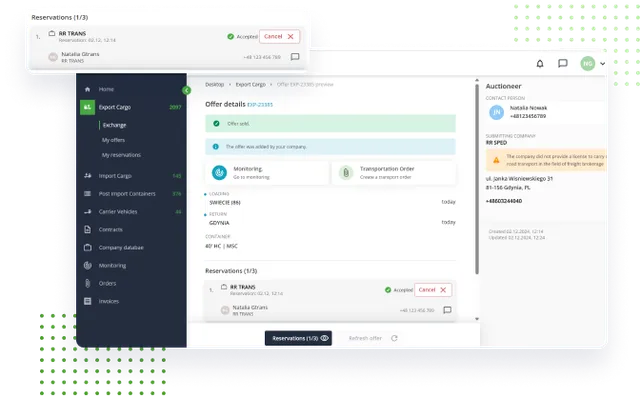 Transport orders section image
